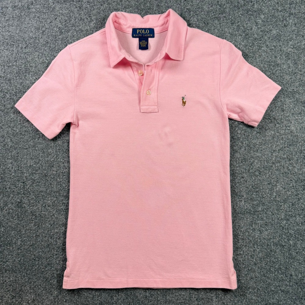 Polo Ralph Lauren Polo Shirt Kids Size S(8) Pink Short Sleeve Pique Pony Logo